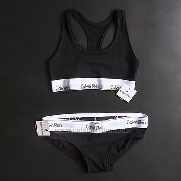 Conjunto Sujetador y Slip Calvin Klein Mujer Blanco Negro 
